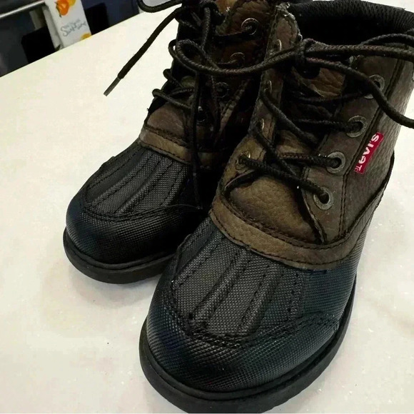 Levis Boots Kids 12 Brown Black Snow Rain Work Laceup Childrens Boys Girls - Picture 4 of 9